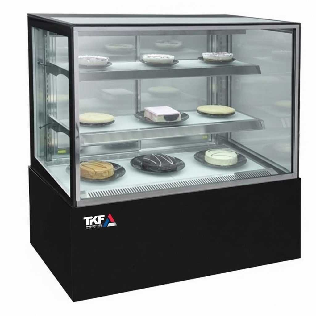 Cake Showcase 4-Side Glass 2 LED Shelves 90x66x119cm