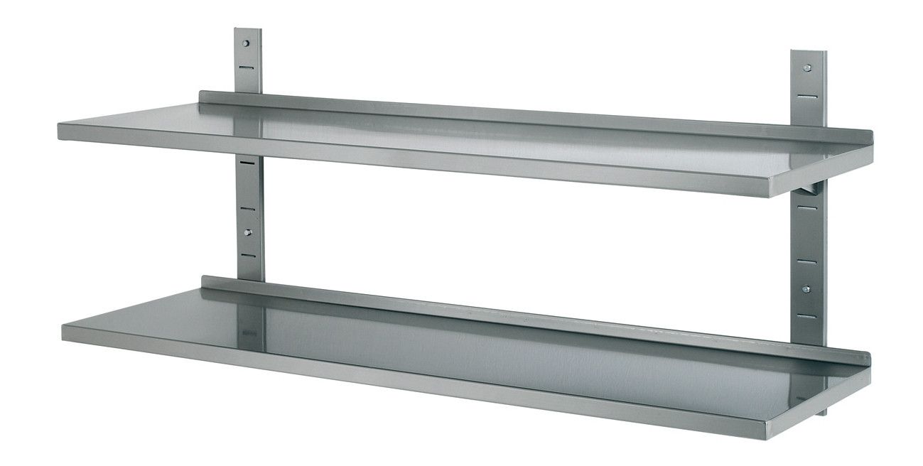Double wall-mounted stainless steel shelf
