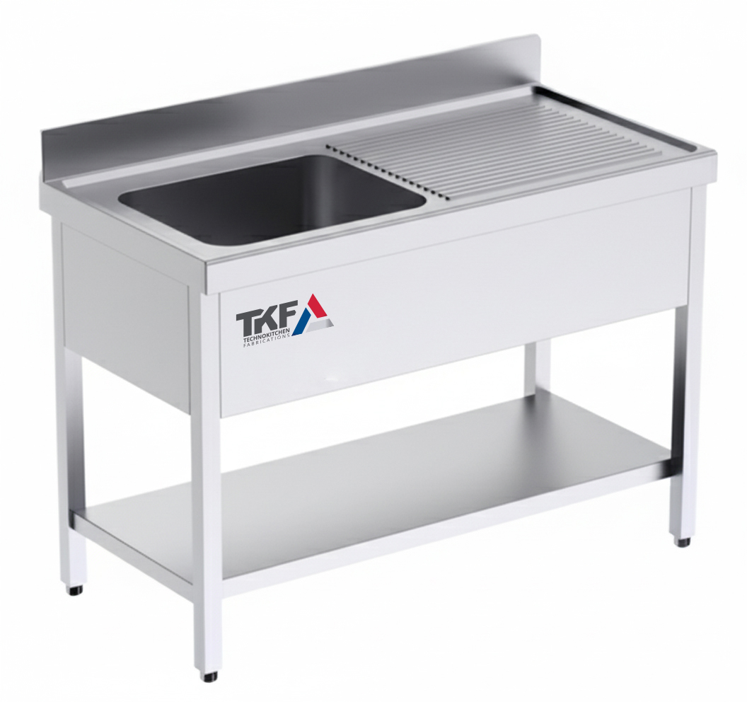 TKF single bowl stainless steel sink unit with drainboard